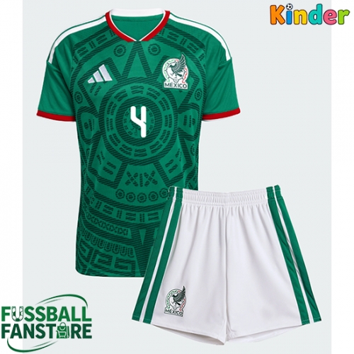 Mexiko Edson Alvarez #4 Replik Heimtrikot Kinder WM 2026 Kurzarm (+ Kurze Hosen)